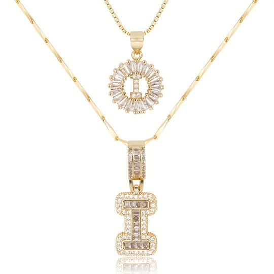 2pc 14k Diamond Letter Initial Necklaces