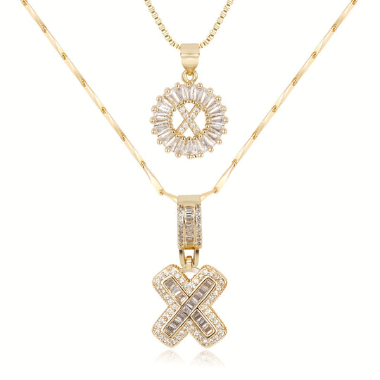 2pc 14k Diamond Letter Initial Necklaces