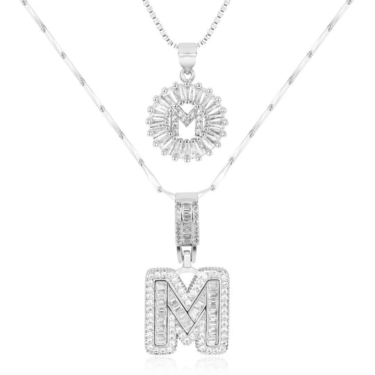 2pc 14k Diamond Letter Initial Necklaces