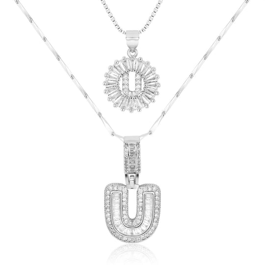 2pc 14k Diamond Letter Initial Necklaces