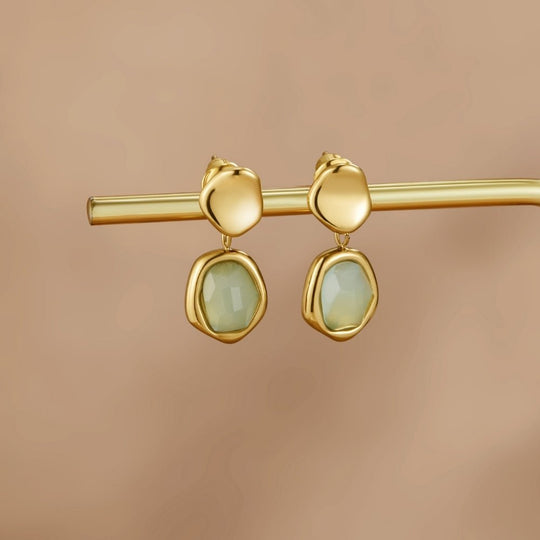 Gold Aquamarine Drop Earrings