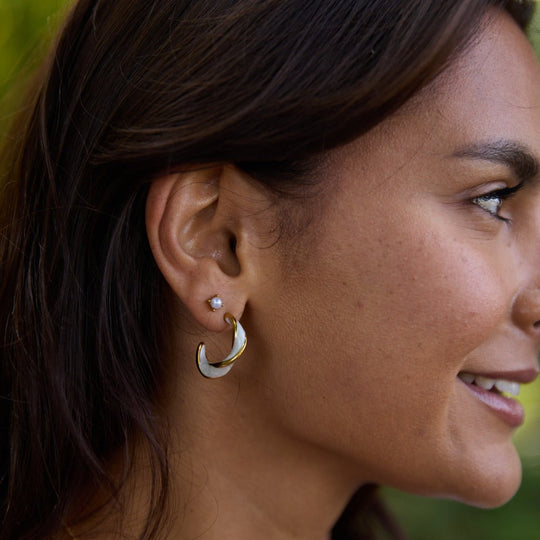 Mother of Pearl Twist Hoop Earrings