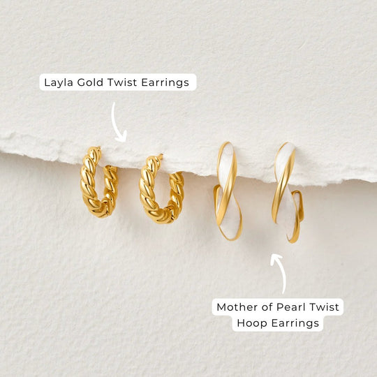 Mother of Pearl Twist Hoop Earrings