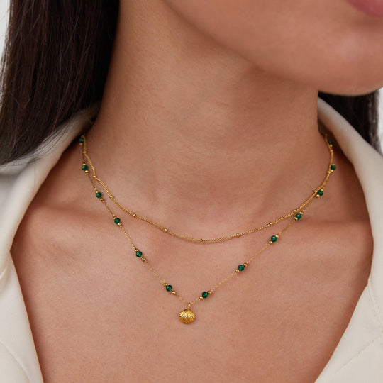 Niyah Bead Gold Chain Necklace
