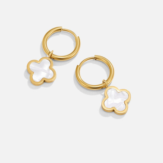 White Clover Hoop Earrings